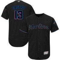 Miami Marlins #13 Starlin Castro Black Flexbase Authentic Collection Stitched MLB Jersey