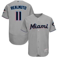 Miami Marlins #11 JT Realmuto Grey Flexbase Authentic Collection Stitched MLB Jersey