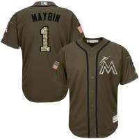 Miami Marlins #1 Cameron Maybin Green Salute to Service Stitched MLB Jersey