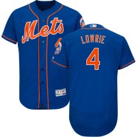 New York New York Mets #4 Jed Lowrie Alternate Authentic Collection Flex Base Royal Stitched MLB Jersey