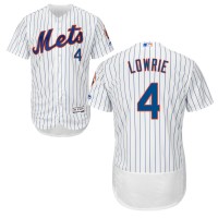 New York New York Mets #4 Jed Lowrie Home Authentic Collection Flex Base White Stitched MLB Jersey