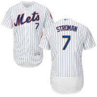 New York Mets #7 Marcus Stroman White(Blue Strip) Flexbase Authentic Collection Stitched MLB Jersey