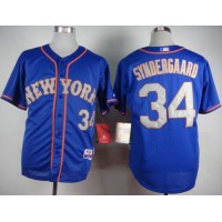 New York Mets #34 Noah Syndergaard Blue(Grey NO.) Alternate Road Cool Base Stitched MLB Jersey
