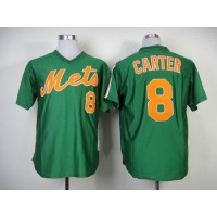 Mitchell And Ness 1985 New York Mets #8 Gary Carter Green Throwback Stitched MLB Jersey