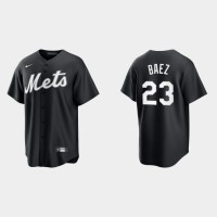 New York New York Mets #23 Javier Baez Men's Nike 2021 All Black Fashion MLB Jersey