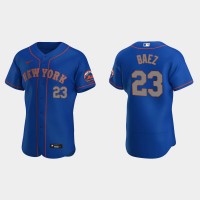 New York New York Mets #23 Javier Baez Men's Nike Royal Authentic MLB Jersey