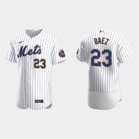 New York New York Mets #23 Javier Baez Men's Nike White Authentic Home MLB Jersey