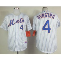 New York Mets #4 Lenny Dykstra White(Blue Strip) Home Cool Base Stitched MLB Jersey