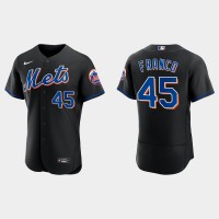 New York New York Mets #45 John Franco Men's Nike 2022 Authentic Alternate Stitched MLB Jersey - Black