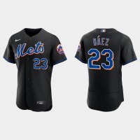 New York New York Mets #23 Javier Baez Men's Nike 2022 Authentic Alternate Stitched MLB Jersey - Black