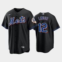 New York New York Mets #12 Francisco Lindor 60th Anniversary Replica Black Men's Jersey