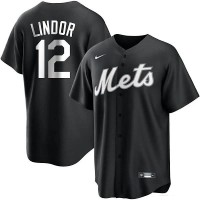 New York New York Mets #12 Francisco Lindor Men's Nike 2021 All Black Fashion MLB Jersey