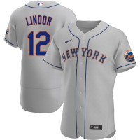New York New York Mets #12 Francisco Lindor Men's Nike Gray Road 2020 Authentic Official Team MLB Jersey