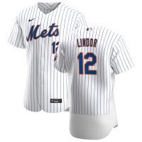 New York New York Mets #12 Francisco Lindor Men's Nike White Home 2020 Authentic Player MLB Jersey