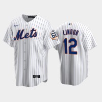 New York New York Mets #12 Francisco Lindor 60th Anniversary Replica White Men's Jersey