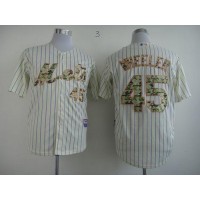 New York Mets #45 Zack Wheeler Cream(Blue Strip) USMC Cool Base Stitched MLB Jersey