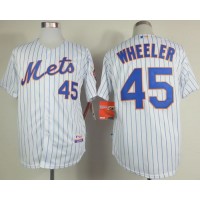 New York Mets #45 Zack Wheeler White(Blue Strip) Home Cool Base Stitched MLB Jersey