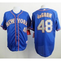 New York Mets #48 Jacob DeGrom Blue(Grey NO.) Alternate Road Cool Base Stitched MLB Jersey