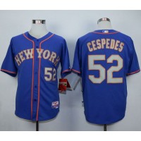 New York Mets #52 Yoenis Cespedes Blue(Grey NO.) Alternate Road Cool Base Stitched MLB Jersey