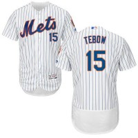 New York Mets #15 Tim Tebow White(Blue Strip) Flexbase Authentic Collection Stitched MLB Jersey