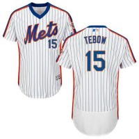 New York Mets #15 Tim Tebow White(Blue Strip) Flexbase Authentic Collection Alternate Stitched MLB Jersey