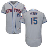 New York Mets #15 Tim Tebow Grey Flexbase Authentic Collection Stitched MLB Jersey
