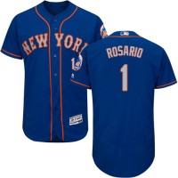 New York Mets #1 Amed Rosario Blue(Grey NO.) Flexbase Authentic Collection Stitched MLB Jersey