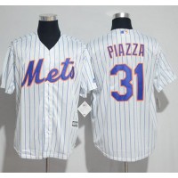 New York Mets #31 Mike Piazza White(Blue Strip) New Cool Base Stitched MLB Jersey