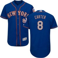 New York Mets #8 Gary Carter Blue(Grey NO.) Flexbase Authentic Collection Stitched MLB Jersey