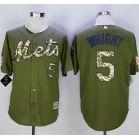 New York Mets #5 David Wright Green Camo New Cool Base Stitched MLB Jersey