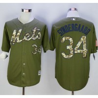 New York Mets #34 Noah Syndergaard Green Camo New Cool Base Stitched MLB Jersey
