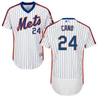 New York Mets #24 Robinson Cano White(Blue Strip) Flexbase Authentic Collection Alternate Stitched MLB Jersey