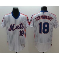 New York Mets #18 Darryl Strawberry White(Blue Strip) Flexbase Authentic Collection Alternate Stitched MLB Jersey