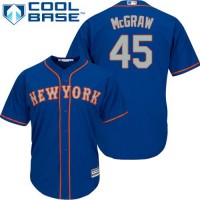 New York Mets #45 Tug McGraw Blue(Grey NO.) Alternate Road Cool Base Stitched MLB Jersey