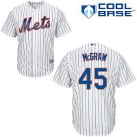 New York Mets #45 Tug McGraw White(Blue Strip) Home Cool Base Stitched MLB Jersey