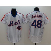 New York Mets #48 Jacob DeGrom White(Blue Strip) Flexbase Authentic Collection Alternate Stitched MLB Jersey