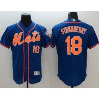 New York Mets #18 Darryl Strawberry Blue Flexbase Authentic Collection Stitched MLB Jersey