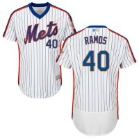 New York Mets #40 Wilson Ramos White(Blue Strip) Flexbase Authentic Collection Alternate Stitched MLB Jersey