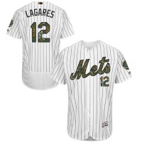 New York Mets #12 Juan Lagares White(Blue Strip) Flexbase Authentic Collection Memorial Day Stitched MLB Jersey