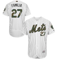 New York Mets #27 Jeurys Familia White(Blue Strip) Flexbase Authentic Collection Memorial Day Stitched MLB Jersey