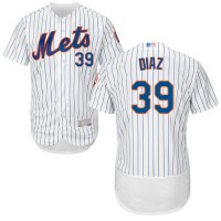 New York Mets #39 Edwin Diaz White(Blue Strip) Flexbase Authentic Collection Stitched MLB Jersey