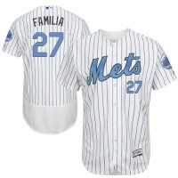 New York Mets #27 Jeurys Familia White(Blue Strip) Flexbase Authentic Collection Father's Day Stitched MLB Jersey