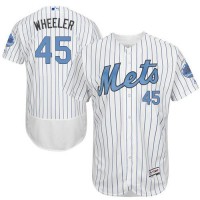 New York Mets #45 Zack Wheeler White(Blue Strip) Flexbase Authentic Collection Father's Day Stitched MLB Jersey