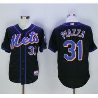New York Mets #31 Mike Piazza Black 2016 Hall Of Fame Patch Stitched MLB Jersey
