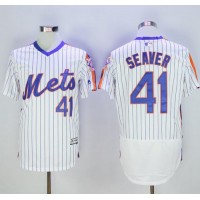 New York Mets #41 Tom Seaver White(Blue Strip) Flexbase Authentic Collection Alternate Stitched MLB Jersey