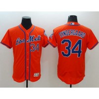 New York Mets #34 Noah Syndergaard Orange Flexbase Authentic Collection Los New York Mets Stitched MLB Jersey