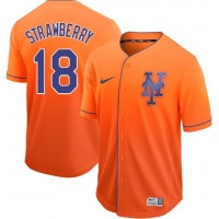 Nike New York Mets #18 Darryl Strawberry Orange Fade Authentic Stitched MLB Jersey