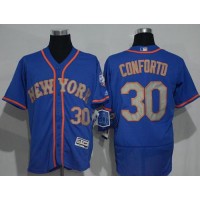 New York Mets #30 Michael Conforto Blue(Grey NO.) Flexbase Authentic Collection Stitched MLB Jersey