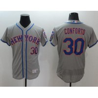 New York Mets #30 Michael Conforto Grey Flexbase Authentic Collection Stitched MLB Jersey