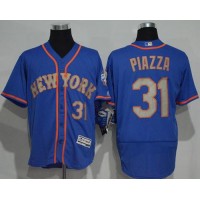 New York Mets #31 Mike Piazza Blue(Grey NO.) Flexbase Authentic Collection Stitched MLB Jersey